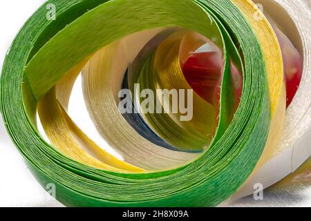 Multi-colored ribbons on a white background Stock Photo