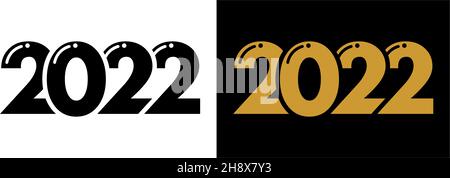 2022 writing numbers on transparent and black background. Vector Stock Vector