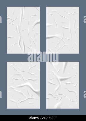 Glue paper. Street ads poster for wall realistic textures decent vector realistic blank papers template Stock Vector