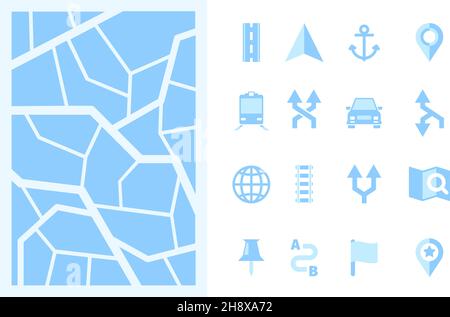 Navigation road. Direction signs arrows point marks for maps travellers symbols way pin geography street garish vector pictures set isolated Stock Vector