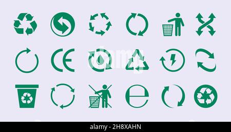 Renew circles. Diversity images recycle round icons save nature garish vector ecology green collection Stock Vector