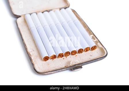 A cigarette case. Isolated on white background. Stock Photo