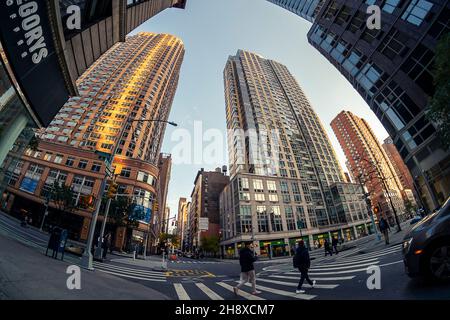 Skyscraper apartment buildings along Sixth Ave. in the Chelsea neighborhood of Manhattan in New York on Thursday, November 25, 2021. The buildings were constructed prior to the change in zoning laws. (© Richard B. Levine) Stock Photo