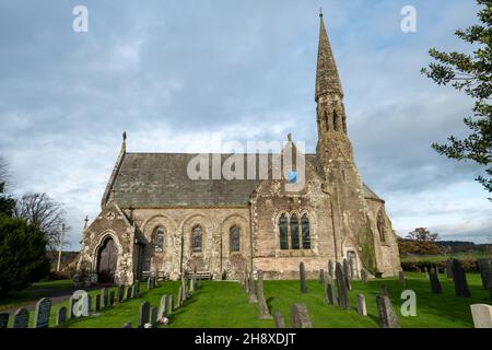 St Johns Church, Bassenthwaite, in the Lake District of Cumbria, England, UK, during autumn or November Stock Photo