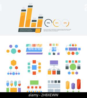 Flowchart. Geometrical structure data infographic surfaces with place for personal text garish vector business templates of flowcharts Stock Vector