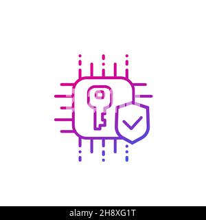cryptography and encryption icon, line design Stock Vector