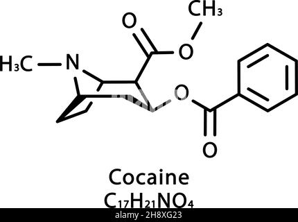 Cocaine molecular structure. Cocaine skeletal chemical formula. Chemical molecular formula vector illustration Stock Vector