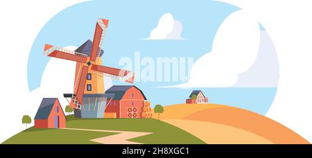 Barn and water towers farming agricultural buildings Stock Vector Image ...