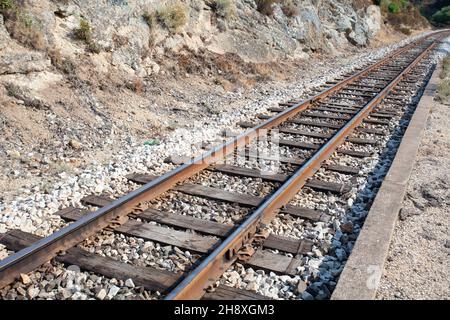 railway tracks  near Calvi Corsica Stock Photo