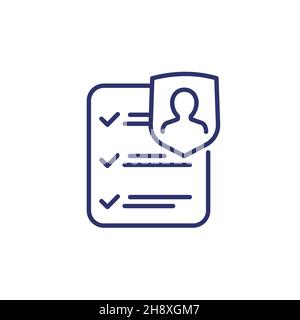 user privacy control line icon on white Stock Vector