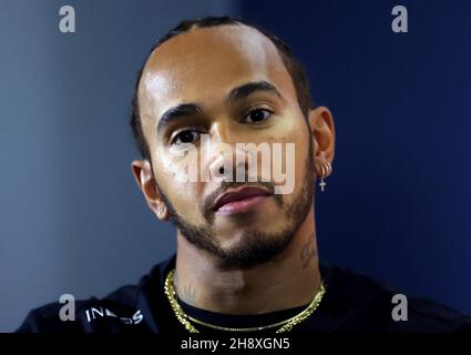 File photo dated 20-02-2020 of Mercedes' Lewis Hamilton, who is in the midst of the most exciting Formula One title battle in recent memory, but insists he is uncomfortable racing in Saudi Arabia, highlighting the country's 'pretty terrifying' LGBTQ+ laws. Issue date: Thursday December 2, 2021. Stock Photo