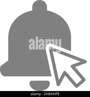 Arrow cursor click the notification bell icon. Subscribe button, bell notification symbol. Stock Vector