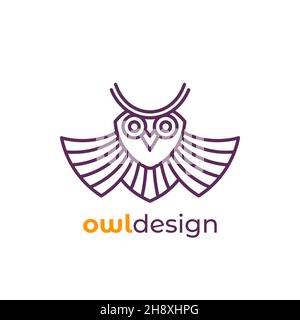 owl logo in line design, vector Stock Vector