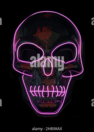 LED Light-Emitting Mask Isolated Against Black Background Stock Photo