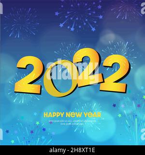 Happy New Year Abstract background with fireworks. 2022 New Year Stock Vector