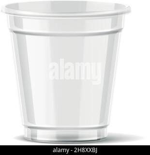 Little drink cup mockup. Realistic plastic container for takeaway beverage isolated on white background Stock Vector