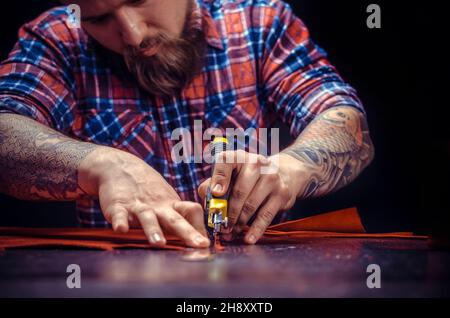 Handicraftsman making quality products Stock Photo