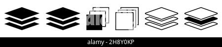 Layers icon collection. Line art and flat style. Design for web and mobile app. Vector EPS 10 Stock Vector