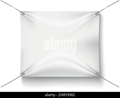 Blank vinyl banner. Realistic mockup for textile print ad isolated on white background Stock Vector