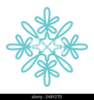 Snowflake icon. Simple flat vector line illustration isolated on white background. Silhouette flake of snow. Stock Vector