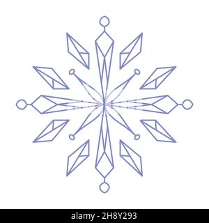 Snowflake icon. Simple flat vector line illustration isolated on white background. Silhouette flake of snow. Stock Vector