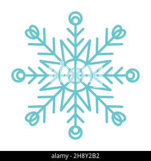 Snowflake icon. Simple flat vector line illustration isolated on white background. Silhouette flake of snow. Stock Vector