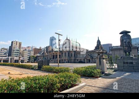 The Tsukiji Honganji Temple is a Jodo Shinshu Buddhist temple in Tokyo and the architecture was designed based on ancient Indian Buddhist styles. Stock Photo