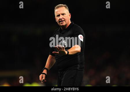 London, UK. 02nd Dec, 2021. Referee Jonathan Moss in action during the game. Premier League match, Tottenham Hotspur v Brentford at the Tottenham Hotspur Stadium in London on Thursday 2nd December 2021. this image may only be used for Editorial purposes. Editorial use only, license required for commercial use. No use in betting, games or a single club/league/player publications. pic by Steffan Bowen/Andrew Orchard sports photography/Alamy Live news Credit: Andrew Orchard sports photography/Alamy Live News Stock Photo