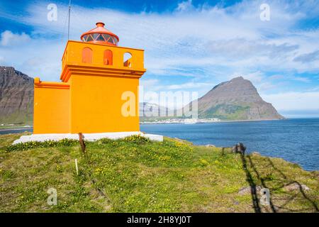 The Osholaviti lighthouse in Bolungarvik in the westfjords in Iceland Stock Photo