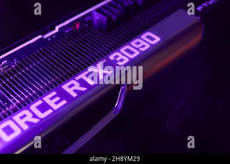 Geforce RTX 3090 Nvidia GPU graphics card detail Stock Photo