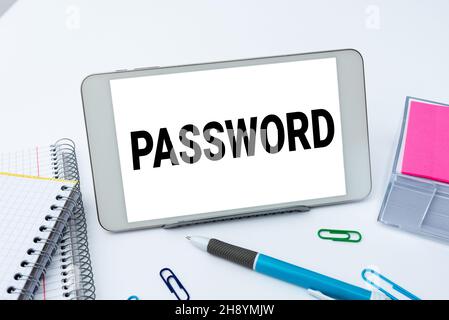 Writing displaying text Password. Internet Concept secret word phrase must used gain admission to place or network Smartphone With Voice And Video Stock Photo