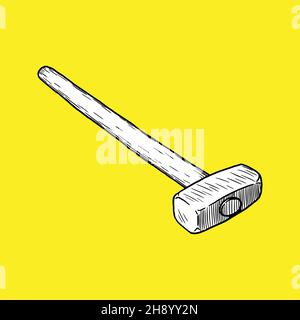 illustration of hammer. Hand drawn. - Vector Stock Vector