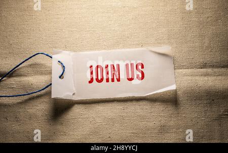 Close up of Words with JOIN , Business Concept Idea Stock Photo