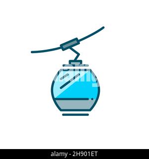 Mountain cable car colorful icon. Pixel perfect, editable stroke Stock Vector