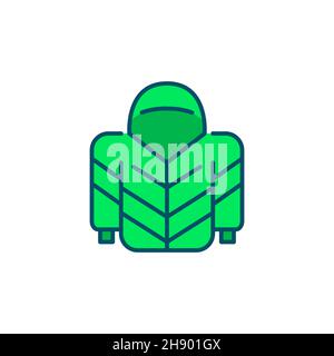 Winter puffed jacket. Recreational sports and holiday walks clothes. Pixel perfect, editable stroke colorful icon Stock Vector