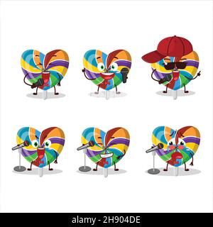 A Cute Cartoon design concept of rainbow love twirl candy singing a famous song. Vector illustration Stock Vector