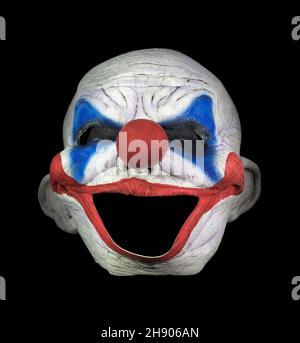 Clooney Clown Chinless Mask Isolated Against Black Background Stock Photo