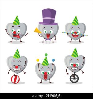 Cartoon character of white love gummy candy with various circus shows. Vector illustration Stock Vector