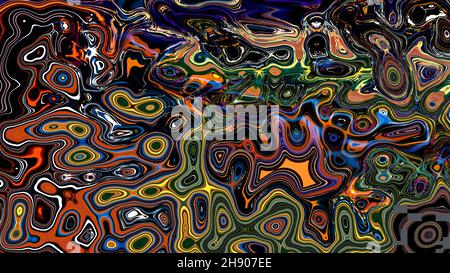 Abstract multicolored dark liquid marble background. Stock Photo