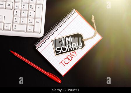 Text sign showing I M Sorry. Conceptual photo To ask for forgiveness to someone you unintensionaly hurt Typing And Writing New Ideas Browsing Internet Stock Photo