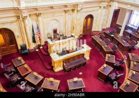 Trenton, New Jersey, United States of America – September 6, 2016. Senate Chamber of New Jersey State House in Trenton, NJ. This is where the state’s Stock Photo