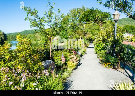 Shelburne Falls, Massachusetts, USA - September 15, 2016. Bridge of Flowers in Shelburne Falls, Massachusetts, USA. Stock Photo