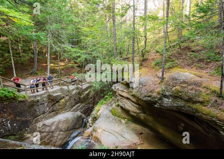 Conway, New Hampshire, United States of America – September 17, 2016. Landscape at the site of Sabbaday Falls in the White Mountain National Forest in Stock Photo