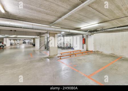 Modern nice looking garage and bicycle parking space Stock Photo