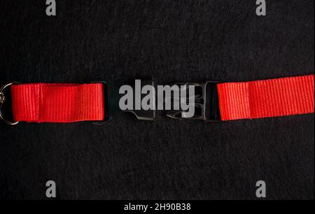 mounting with a carabiner on a black background. Stock Photo