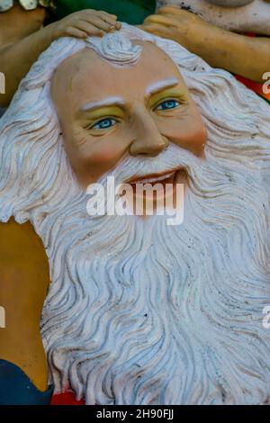 model of santa claus or father christmas, laughing santa claus, smiling father christmas, plastic fairground model of santa claus christmas fairground Stock Photo