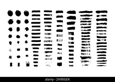 Vector paintbrush set. Ink splatters, painted lines, brush strokes. Stock Vector