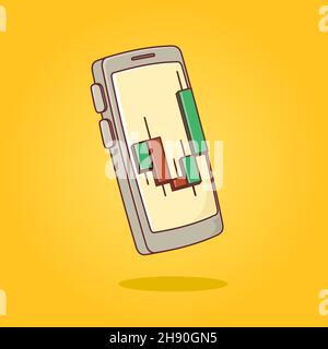 isolated mobile trading candle stick. otulined vector illustration Stock Vector