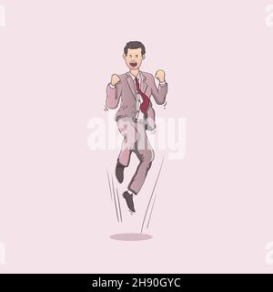 isolated male wear businessman suit happy jump celebration vector illustration Stock Vector
