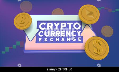crypto currency exchange market place web banner vector illustration Stock Vector
